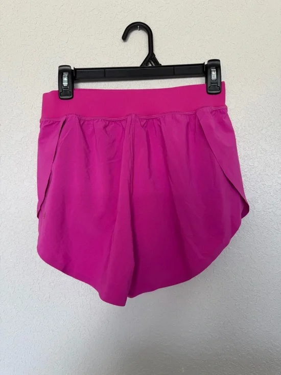 Women's Magenta Athletic Overlay Shorts - Picture 2 of 7